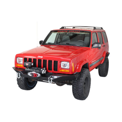 Cherokee XJ Front Winch Bumper W/O Grille Guard Bullhead Steel Black Textured Powdercoat Fishbone Offroad - FB22059
