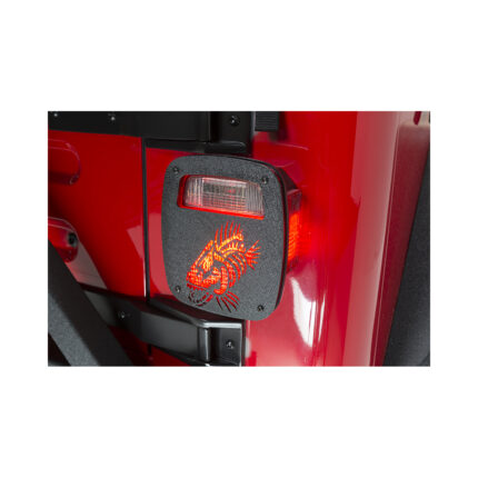 Jeep Wrangler CJ YJ TJ Tail Light Covers Black Textured Powdercoat Fishbone Offroad - FB31044
